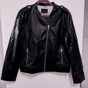 Faux / Vegan Leather Jacket, black, XL